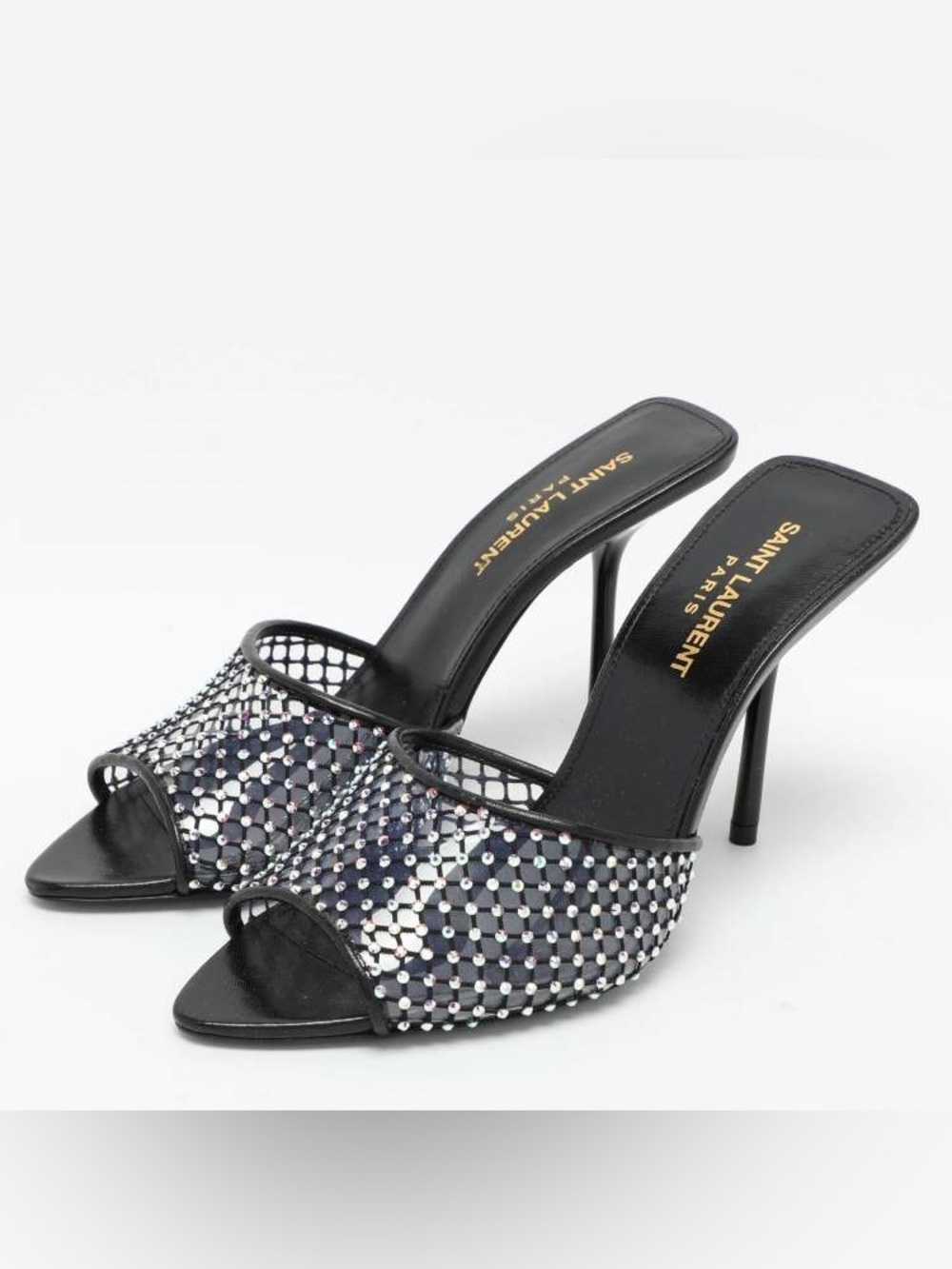 New Saint Laurent Luz Crystal Heeled Mules 38